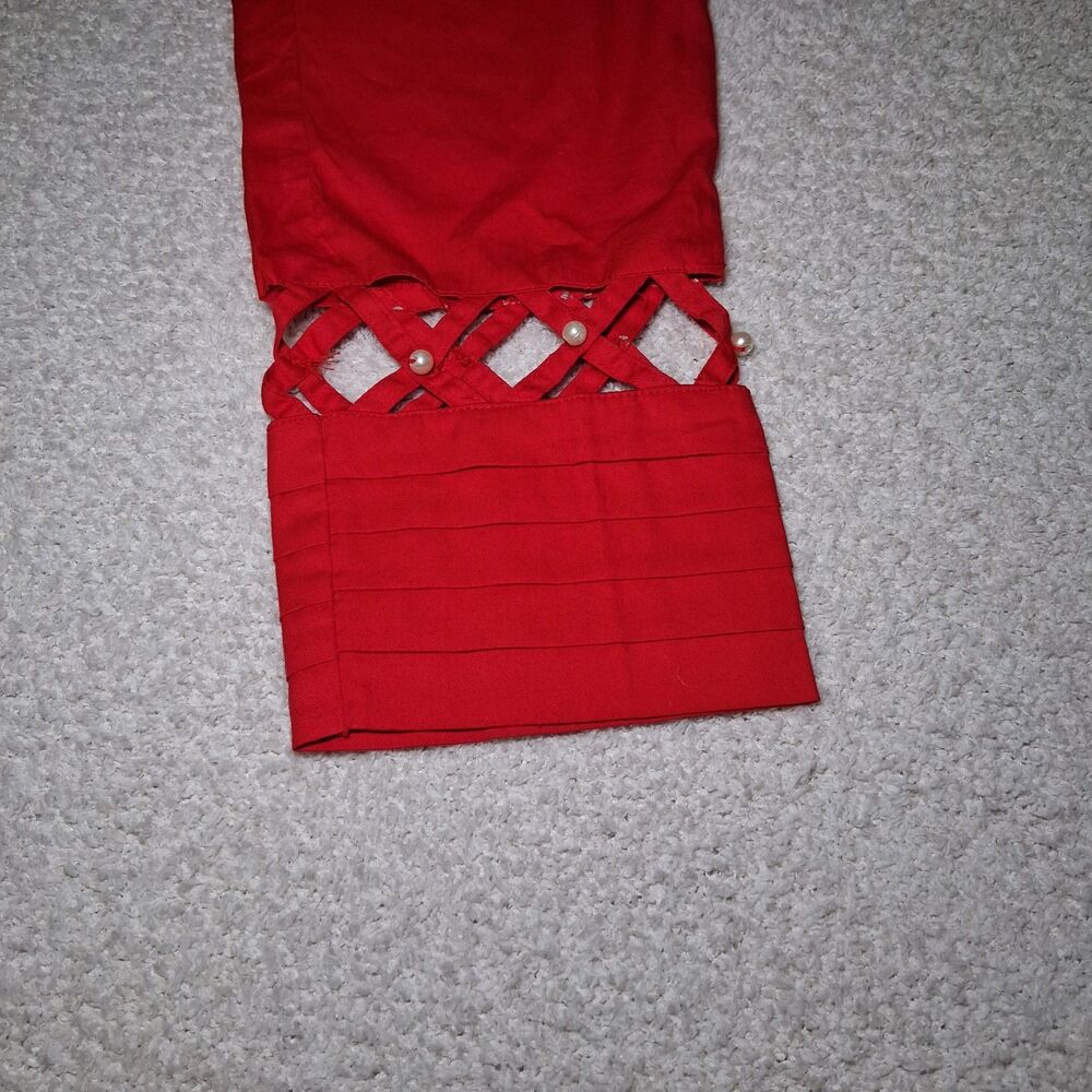 Red Dress Pants Pearl Women's Sz L Cutout Occasion Career Sophisticated - Picture 11 of 12